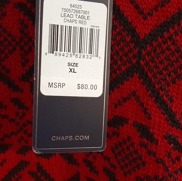 CHAPS RED MEN'S SWEATER.100% COTTON. EXCLUSIVE OF DECORATION. SZ:"XL.NEW WITH TA - Picture 9 of 9